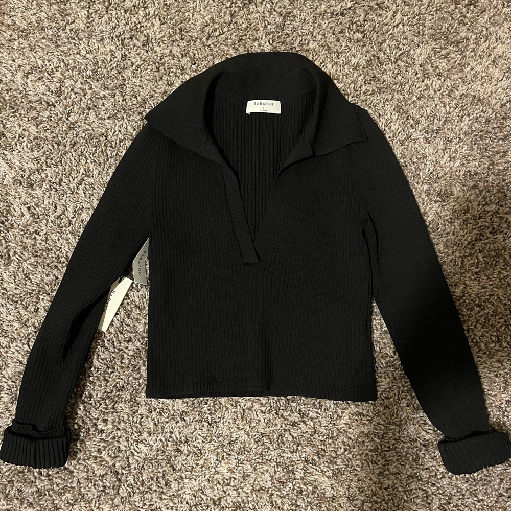 Aritzia babaton sculpt knit polo long sleeve - s